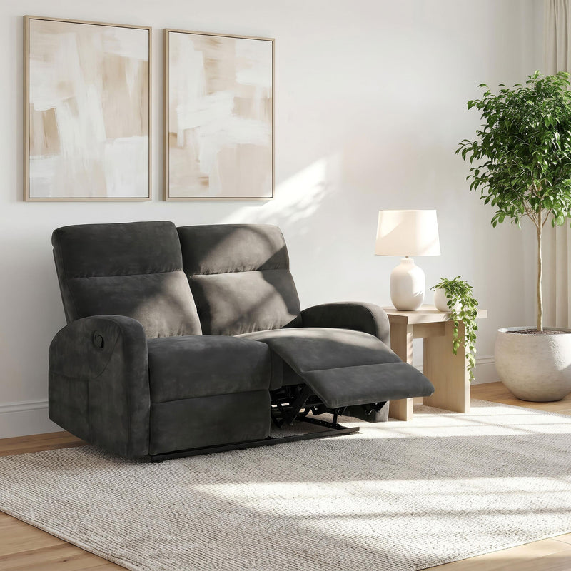 Hamilton Chenille Manual Reclining Loveseat Charcoal Grey - 603375
