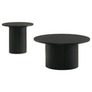 Hamlyn 2-piece Round Fluted Coffee and End Table Set Black - 706508-S2
