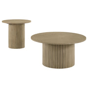 Hamlyn 2-piece Round Fluted Coffee and End Table Set Natural Oak - 706498-S2