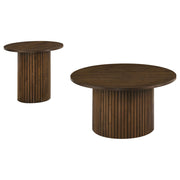 Hamlyn 2-piece Round Fluted Coffee and End Table Set Walnut - 706518-S2