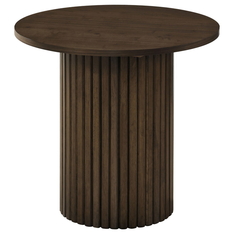 Hamlyn 2-piece Round Fluted Coffee and End Table Set Walnut - 706518-S2