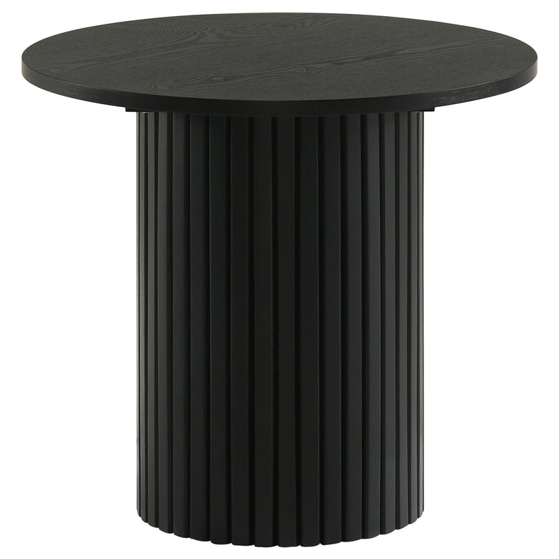 Hamlyn 3-piece Round Fluted Coffee and End Table Set Black - 706508-S3