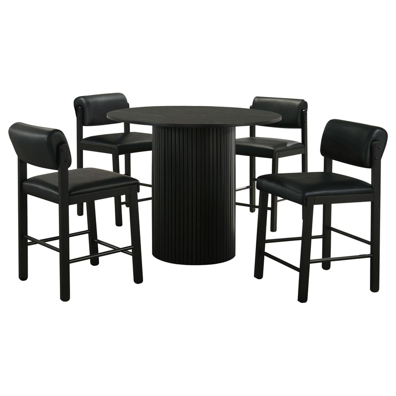 Hamlyn 5-piece Round Wood Counter Height Dining Set Black - 193938BLK-S5C