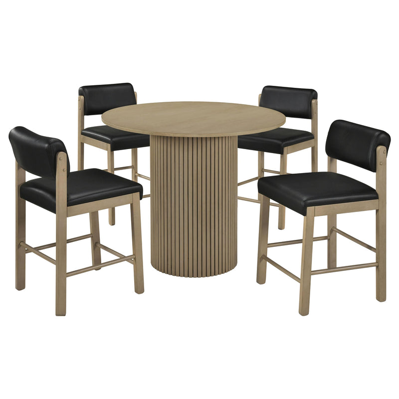 Hamlyn 5-piece Round Wood Counter Height Dining Set Black and Natural Oak - 193938NAT-S5C