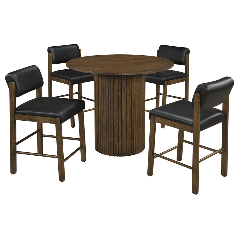 Hamlyn 5-piece Round Wood Counter Height Dining Set Black and Walnut - 193938WAL-S5C