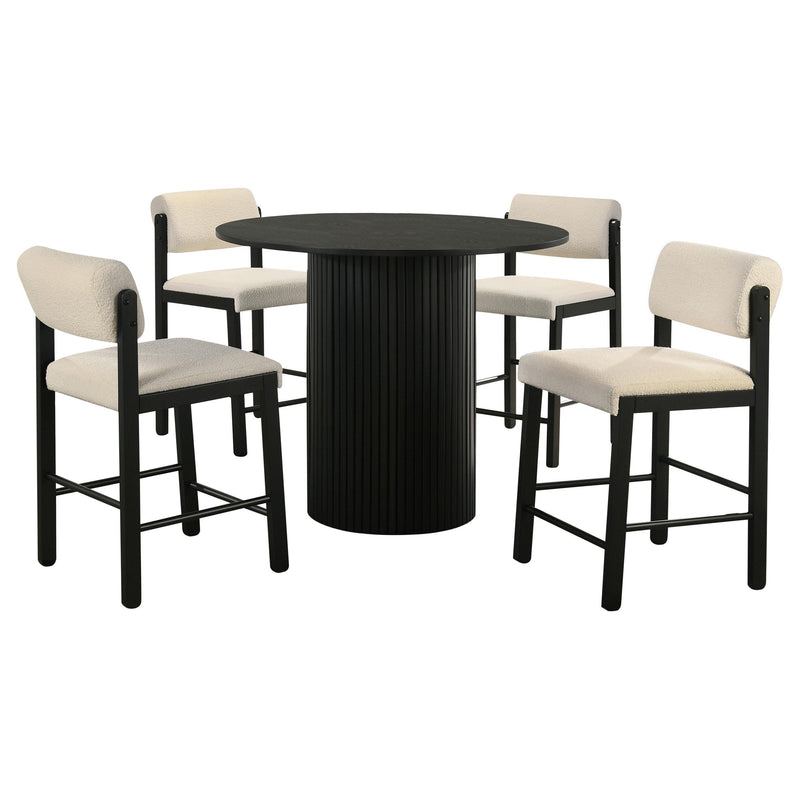 Hamlyn 5-piece Round Wood Counter Height Dining Set Cream and Black - 193938BLK-S5B
