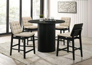 Hamlyn 5-piece Round Wood Counter Height Dining Set Cream and Black - 193938BLK-S5D