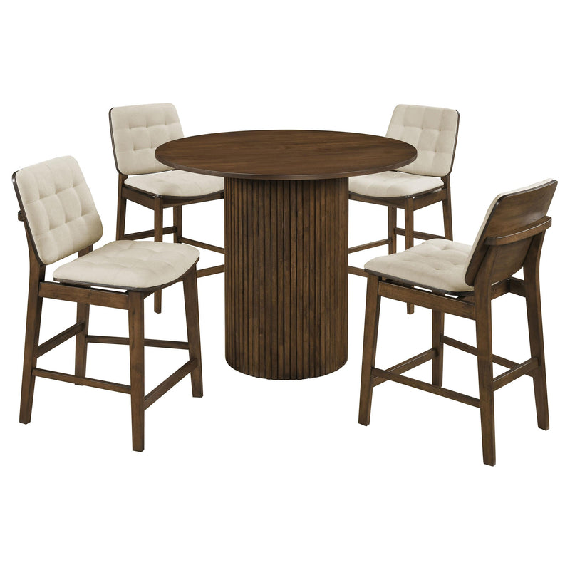 Hamlyn 5-piece Round Wood Counter Height Dining Set Cream and Walnut - 193938WAL-S5D