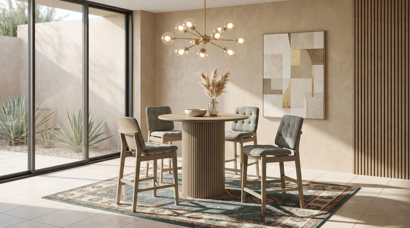 Hamlyn 5-piece Round Wood Counter Height Dining Set Grey and Natural Oak - 193938NAT-S5E