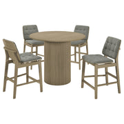 Hamlyn 5-piece Round Wood Counter Height Dining Set Grey and Natural Oak - 193938NAT-S5E