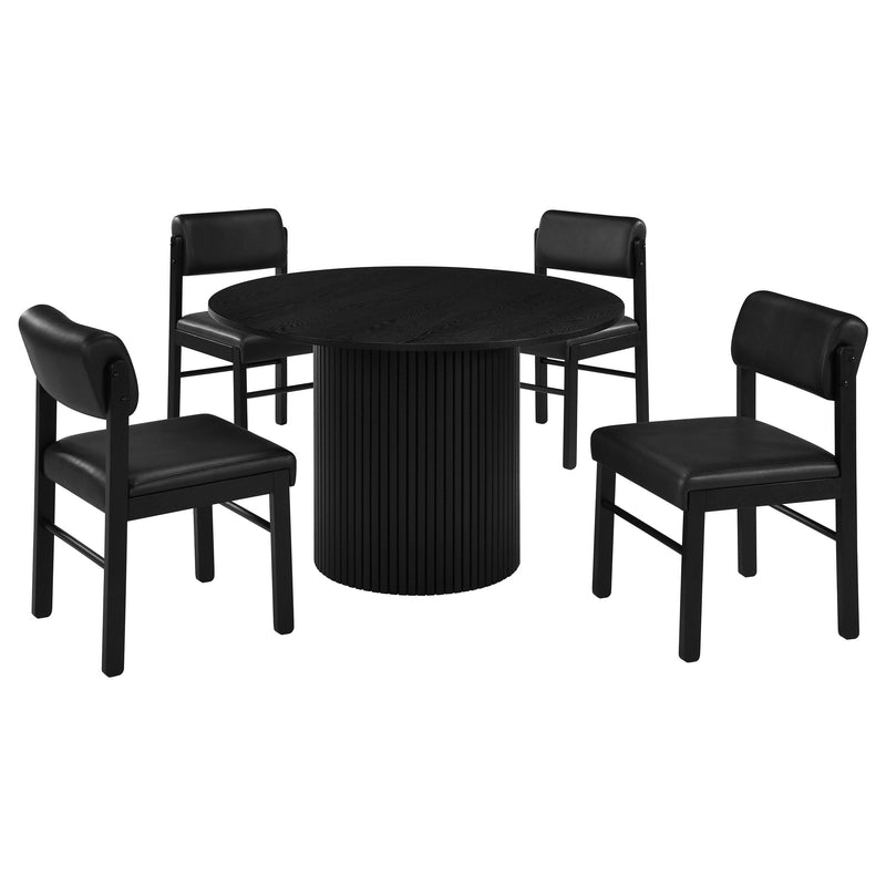 Hamlyn 5-piece Round Wood Dining Set Black - 193930BLK-S5C