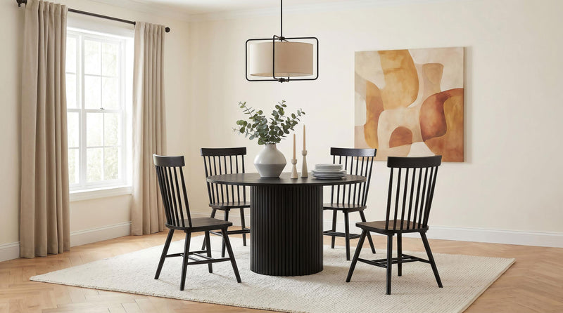 Hamlyn 5-piece Round Wood Dining Set Black - 193930BLK-S5G