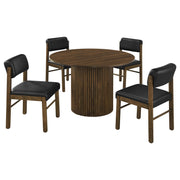 Hamlyn 5-piece Round Wood Dining Set Black and Walnut - 193930WAL-S5C
