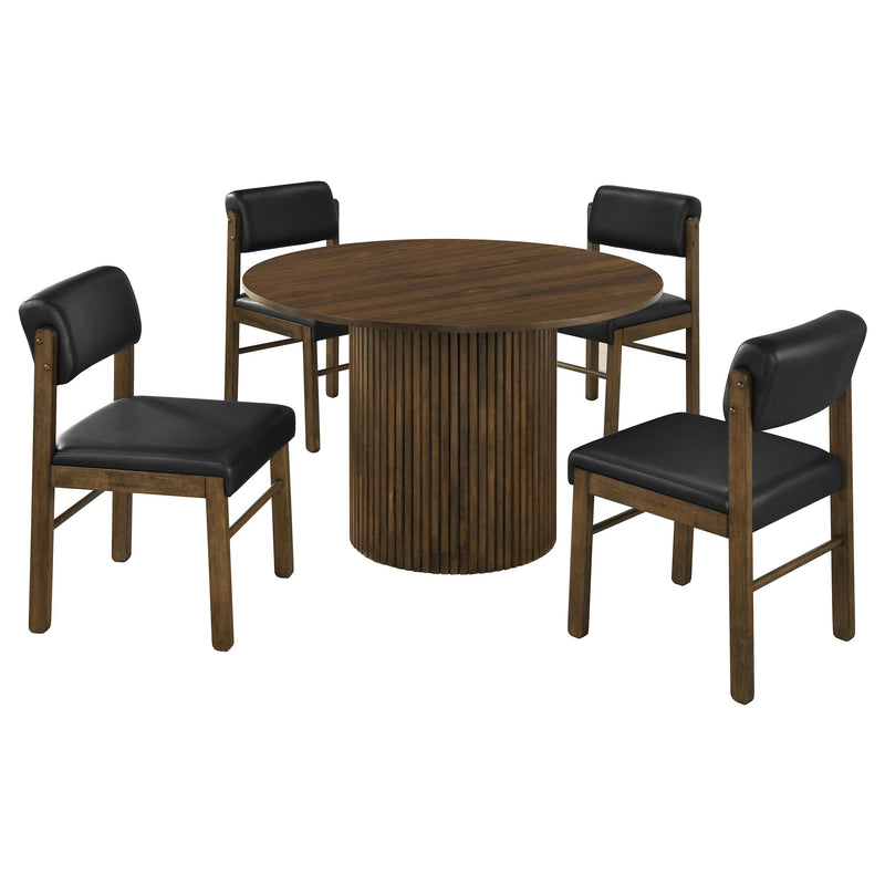 Hamlyn 5-piece Round Wood Dining Set Black and Walnut - 193930WAL-S5C
