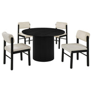 Hamlyn 5-piece Round Wood Dining Set Cream and Black - 193930BLK-S5B