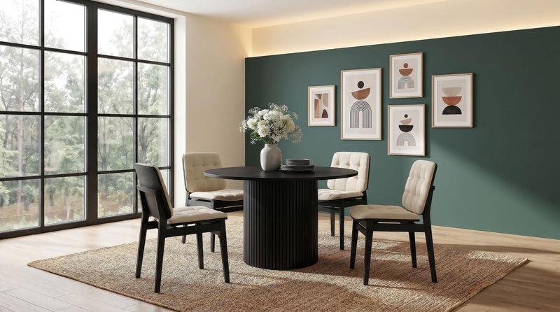 Hamlyn 5-piece Round Wood Dining Set Cream and Black - 193930BLK-S5D
