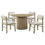Hamlyn 5-piece Round Wood Dining Set Cream and Natural Oak - 193930NAT-S5B