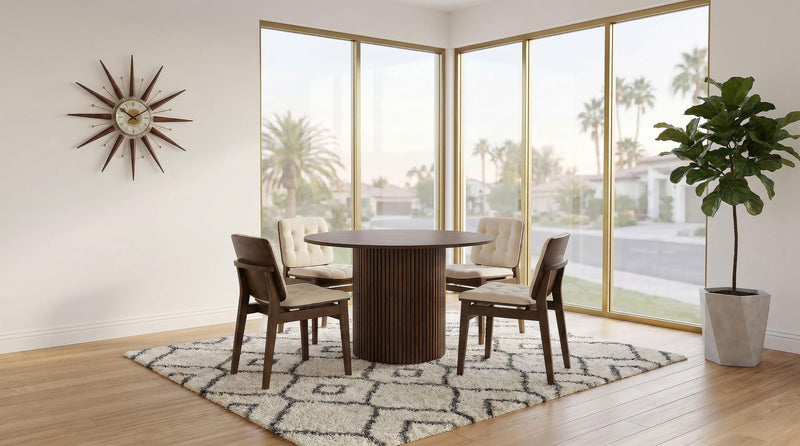 Hamlyn 5-piece Round Wood Dining Set Cream and Walnut - 193930WAL-S5D