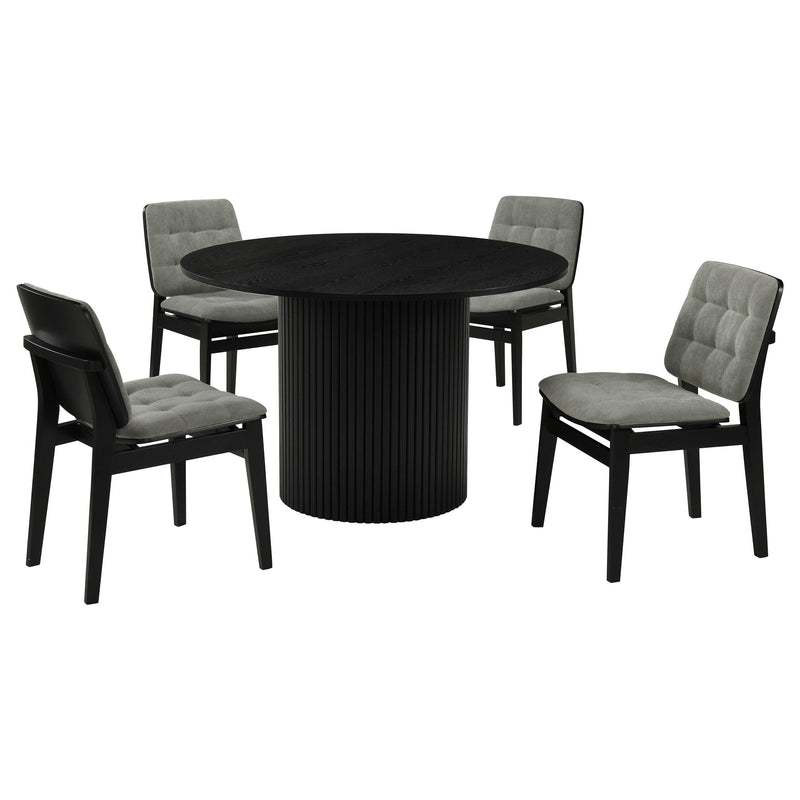 Hamlyn 5-piece Round Wood Dining Set Grey and Black - 193930BLK-S5E