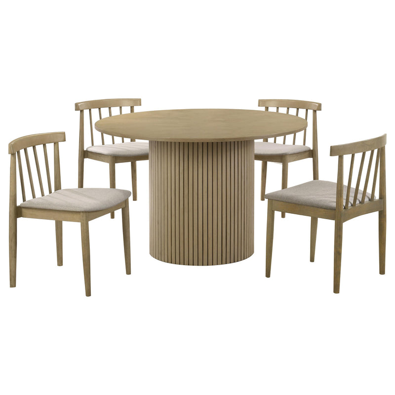 Hamlyn 5-piece Round Wood Dining Set Wheat and Natural Oak - 193930NAT-S5A