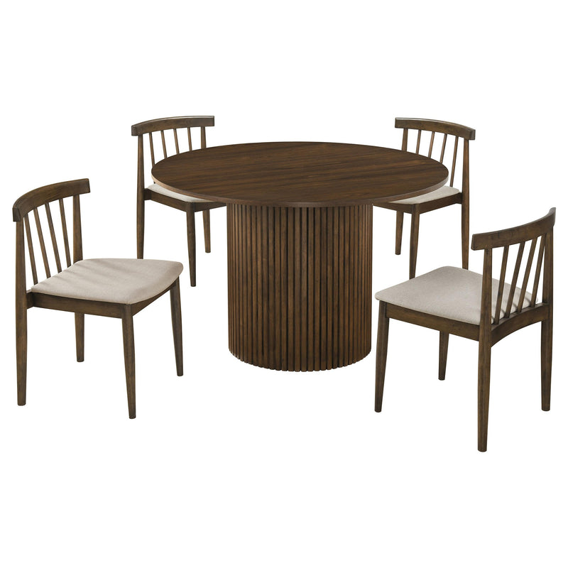 Hamlyn 5-piece Round Wood Dining Set Wheat and Walnut - 193930WAL-S5A