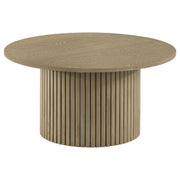 Hamlyn Round Fluted Occasional Cocktail Coffee Table Natural Oak - 706498