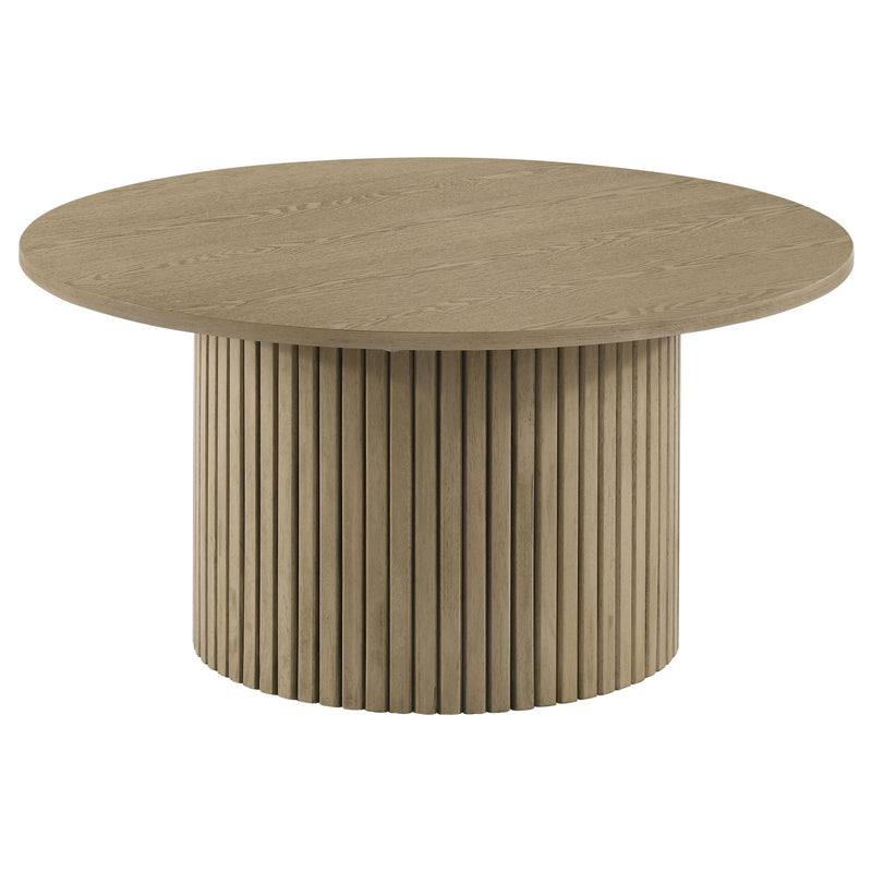 Hamlyn Round Fluted Occasional Cocktail Coffee Table Natural Oak - 706498