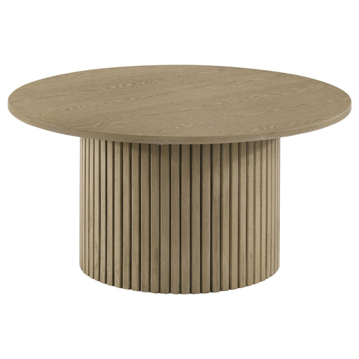 Hamlyn Round Fluted Occasional Cocktail Coffee Table Natural Oak - 706498