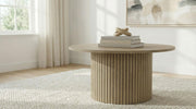 Hamlyn Round Fluted Occasional Cocktail Coffee Table Natural Oak - 706498