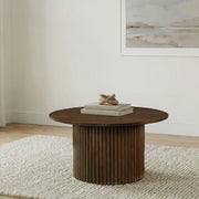 Hamlyn Round Fluted Occasional Cocktail Coffee Table Walnut - 706518