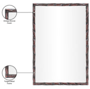Hammer 24" W x 36" H Iron Frame Mirror in Brown - 66004Brown-M