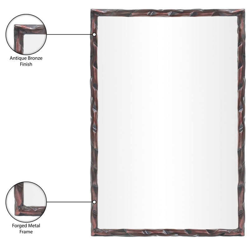 Hammer 24" W x 36" H Iron Frame Mirror in Brown - 66004Brown-M
