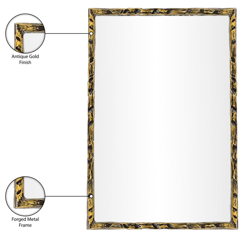 Hammer 24" W x 36" H Iron Frame Mirror in Gold - 66004Gold-M