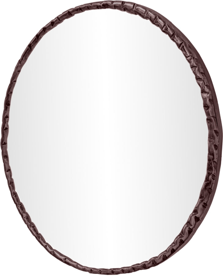 Hammer 36" W x 36" H Iron Frame Mirror in Brown - 66006Brown-M