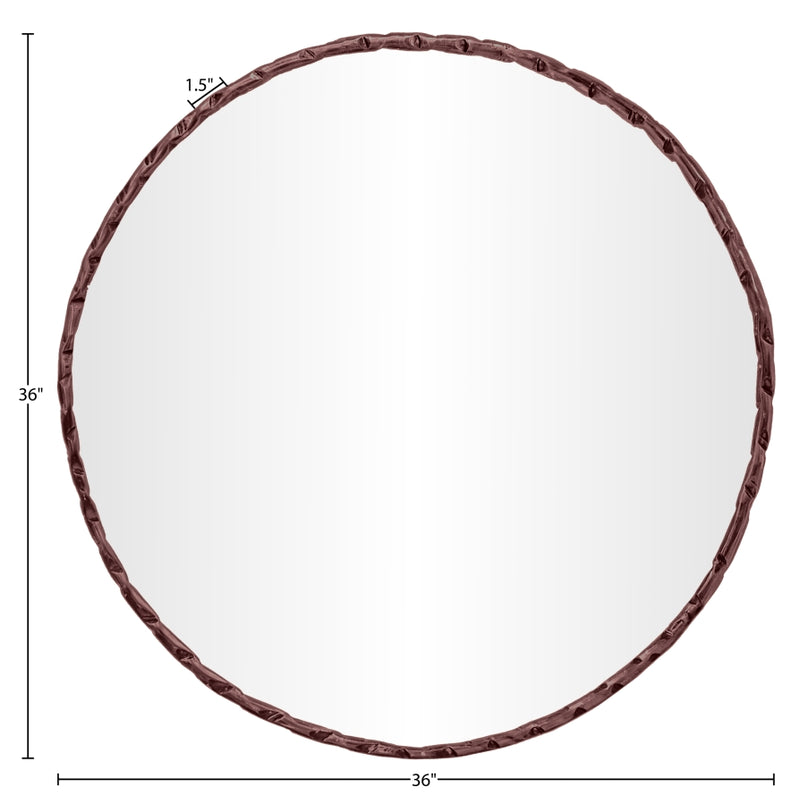 Hammer 36" W x 36" H Iron Frame Mirror in Brown - 66006Brown-M