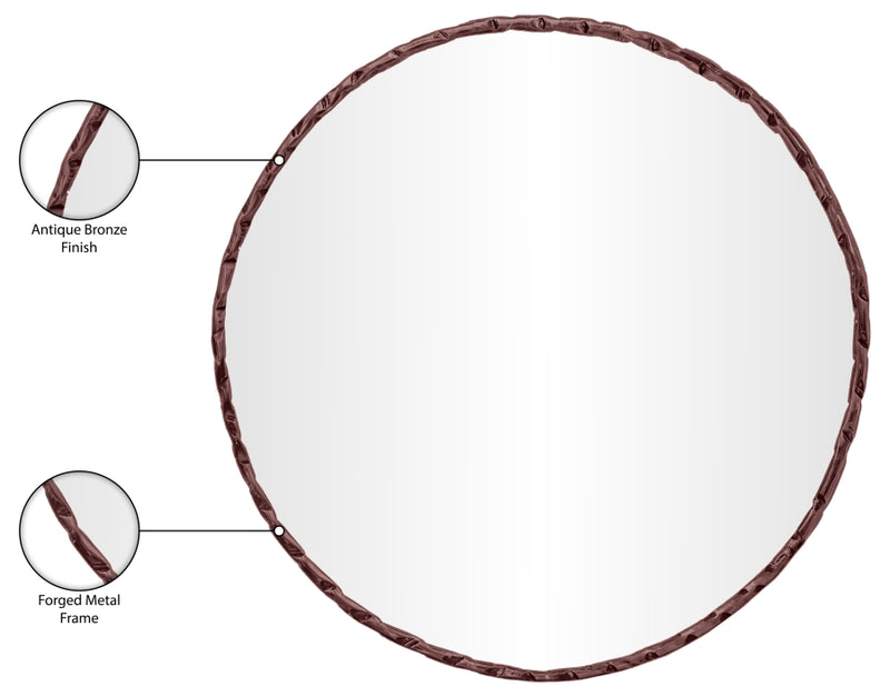Hammer 36" W x 36" H Iron Frame Mirror in Brown - 66006Brown-M