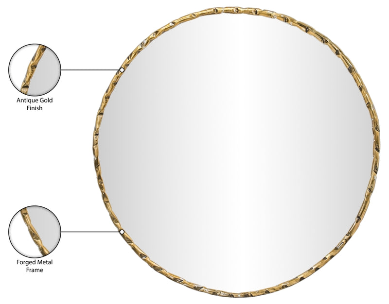 Hammer 36" W x 36" H Iron Frame Mirror in Gold - 66006Gold-M