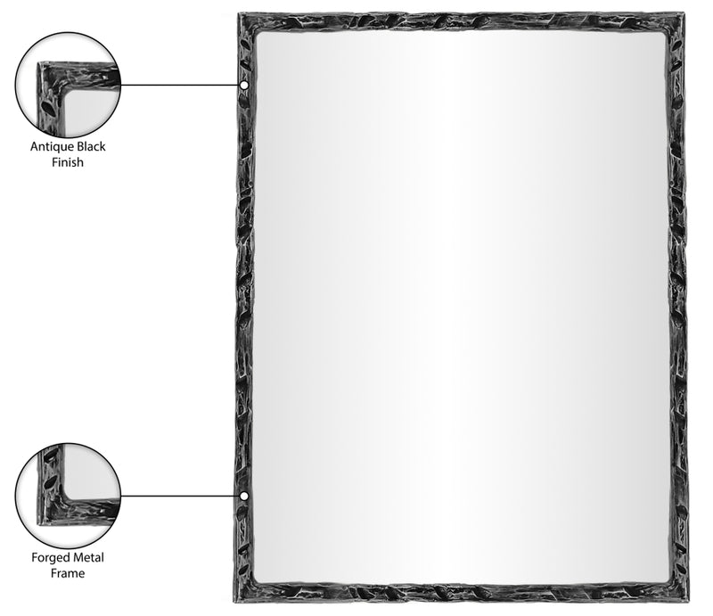Hammer 48" W x 36" H Iron Frame Mirror in Black - 66005Black-M