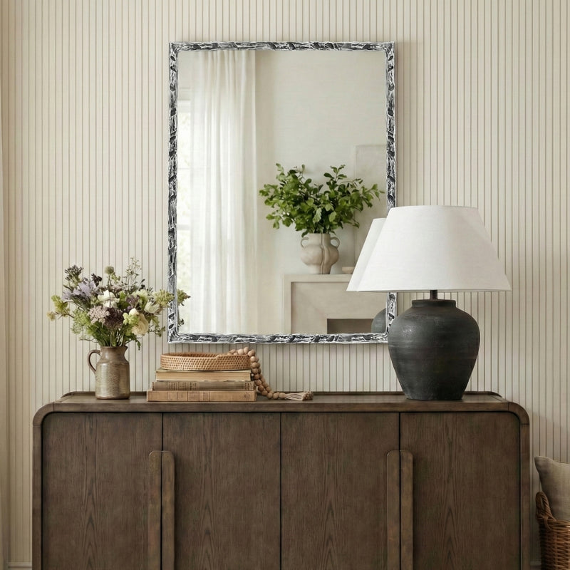 Hammer 48" W x 36" H Iron Frame Mirror in Silver - 66005Silver-M