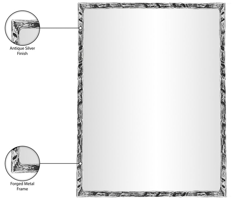 Hammer 48" W x 36" H Iron Frame Mirror in Silver - 66005Silver-M