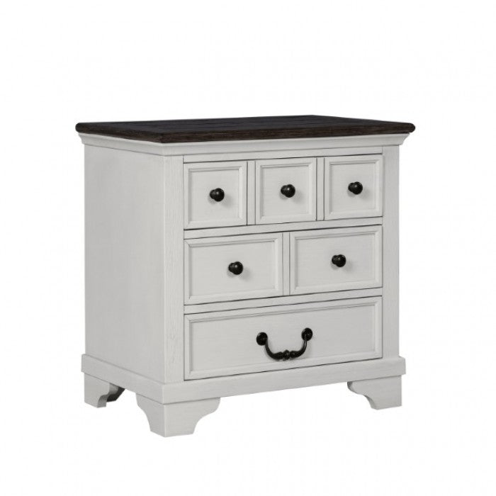 Hampstead White/Dark Brown Nightstand - FM79014WH-N