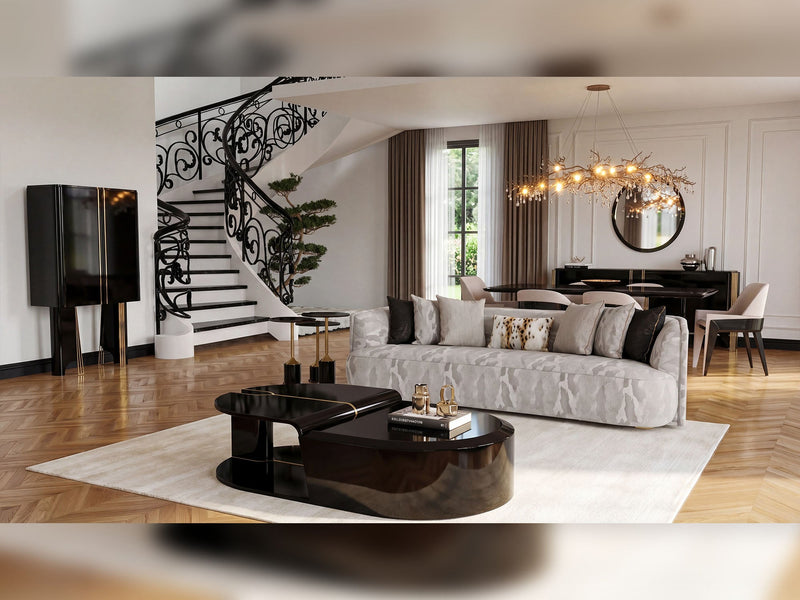 Hanedan 4-pieces (1 Four Seater Lux Sofa & 1 Four Seater Sofa & 2 Chair) Livingroom in Cream - 200-GAB-HAN-4L411