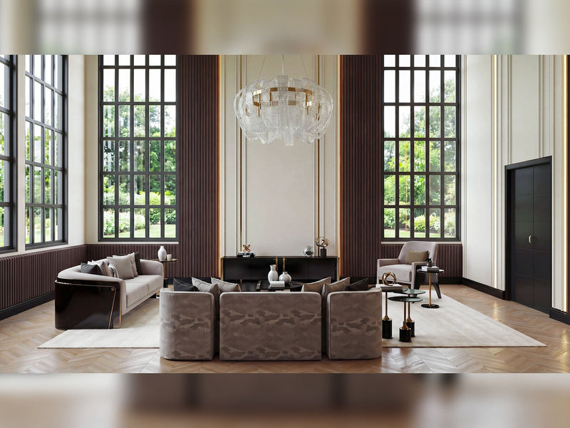 Hanedan 4-pieces (1 Four Seater Lux Sofa & 1 Four Seater Sofa & 2 Chair) Livingroom in Cream - 200-GAB-HAN-4L411