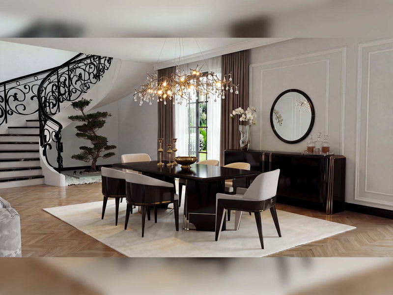 Hanedan Diningroom (Consol With Mirror & Dining Table & 2 Lux Dining Chair & 2 Dining Chair) - 200-GAB-HAN-DT-6-SET