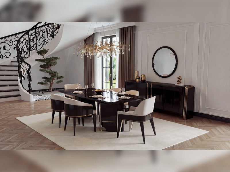Hanedan Diningroom (Consol With Mirror & Dining Table & 2 Lux Dining Chair & 2 Dining Chair) - 200-GAB-HAN-DT-6-SET