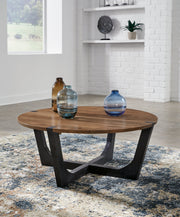 Hanneforth Brown/Black Coffee Table - T726-8