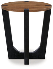 Hanneforth Coffee Table with 1 End Table in Brown/Black - PKG016516