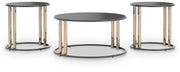 Hannerly Black/Gold Finish Table (Set of 3) - T219-13