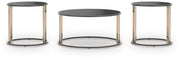 Hannerly Black/Gold Finish Table (Set of 3) - T219-13