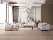 Happy 4-pieces (2 Sofa & 2 Chair) Livingroom Set Grey in Grey - 101-HAP-PUFGRAY-3311